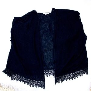 So Rad Black Chantilly Trimmed Light Kimono Topper